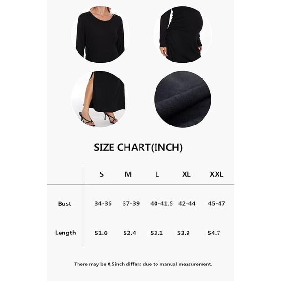 Smallshow Split Maternity Long Sleeve Ruched Pregnancy Dress Sz M - Picture 9 of 9